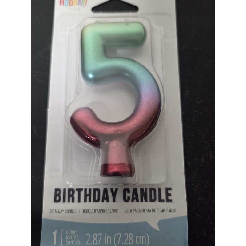 # 5 Rainbow Ombre Birthday Candle. Approximatly 3 Tall.