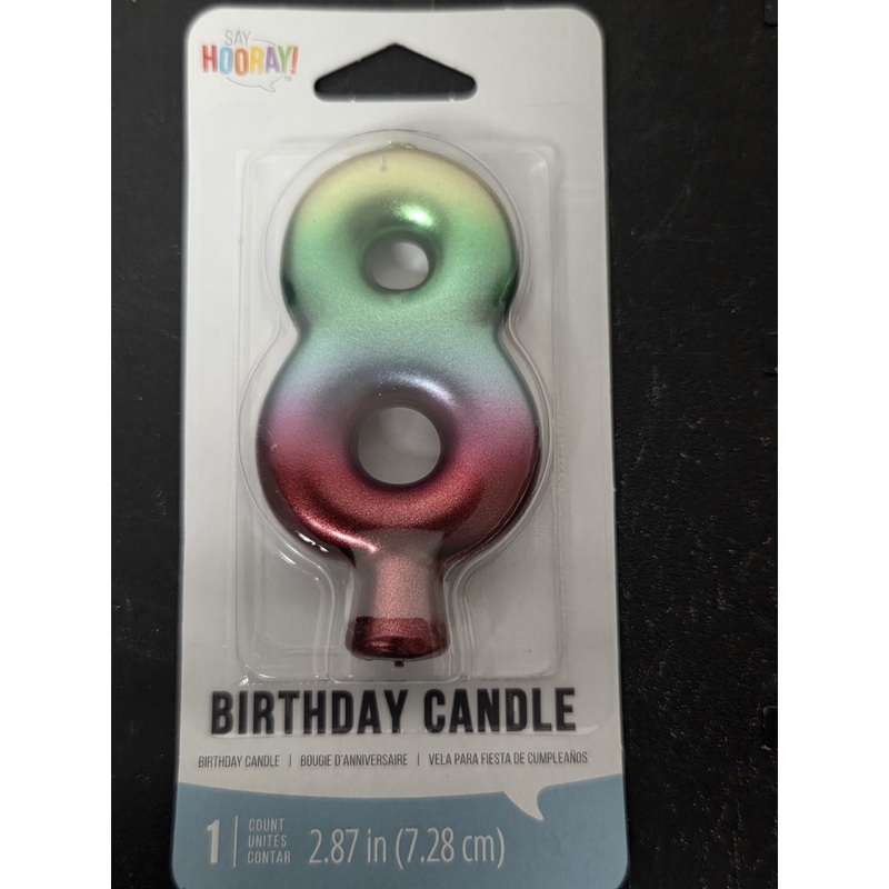 # 8 Rainbow Ombre Birthday Candle. Approximatly 3 Tall.