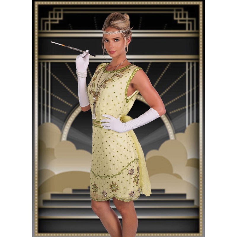 2350  Flapper Dress  Light Green with Full Lining