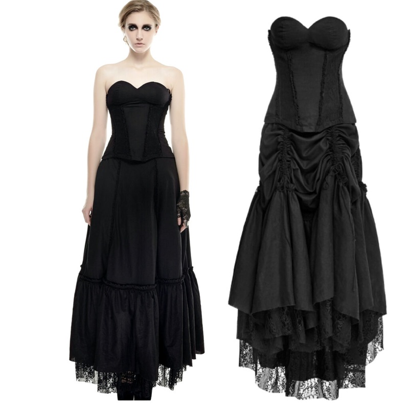 Q292  Linen Laced Gothic Dress